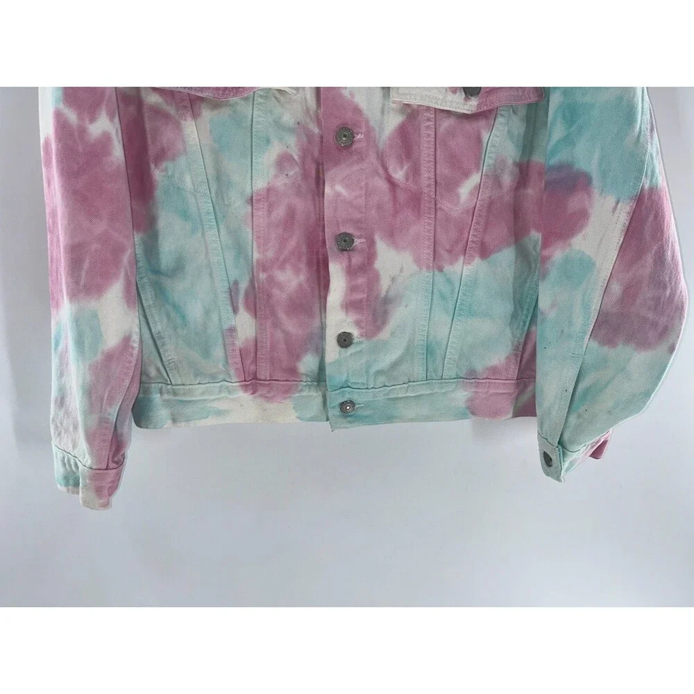 Women’s Levi's Pastel Tie Dye Y2K Oversized Trucker Style Denim Jacket Size XS - Picture 4 of 9